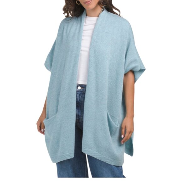 NEW THEORY Aruba Wool Blend Cozy Poncho Sweater - Picture 1 of 2